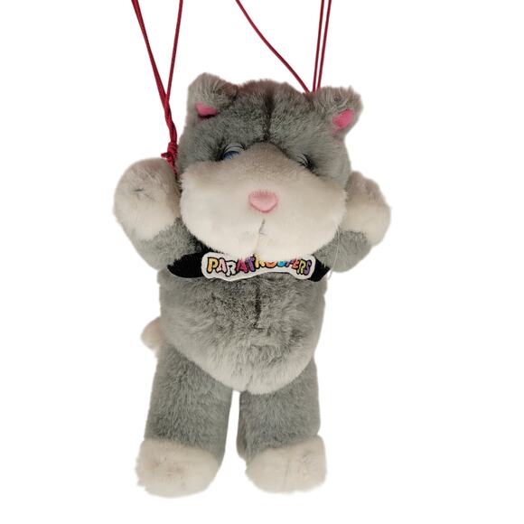 Paratroopers Plush Cat Toy, Colorful Parachute 12" Stuffed Animal Plushie VTG - Picture 2 of 16